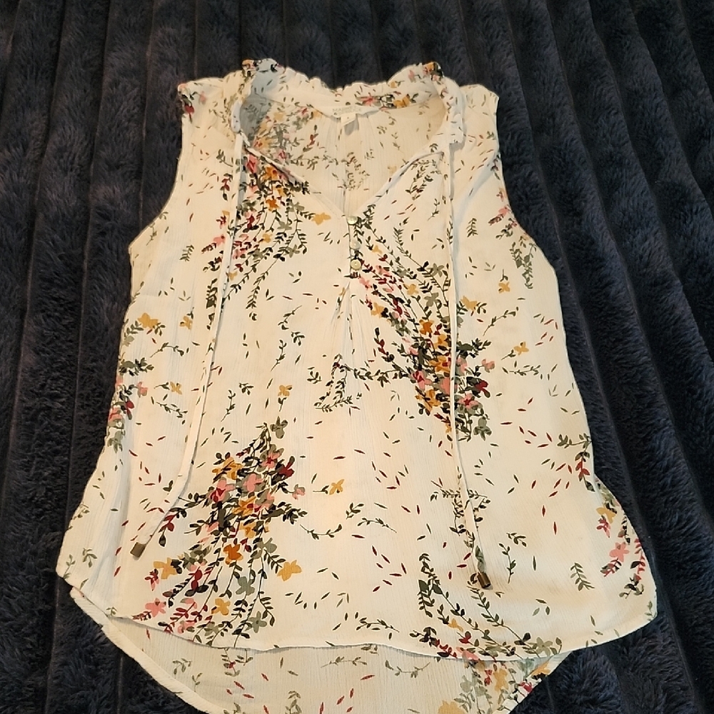 Market & Spruce Floral Sleeveless Blouse - Cream